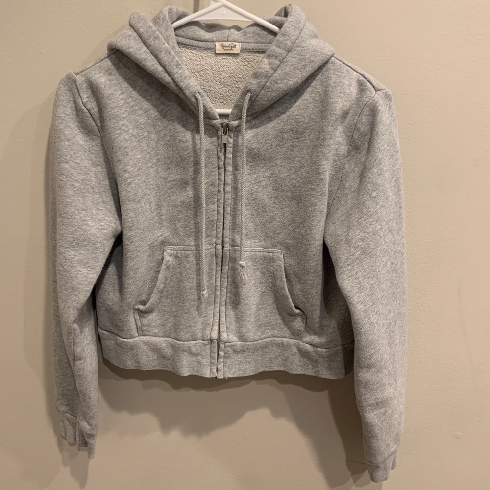 Brandy Melville Grey Cropped Hoodie